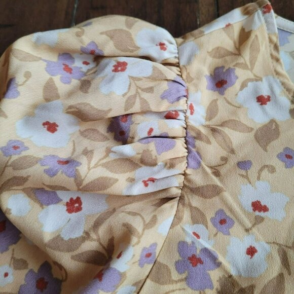 Pleione Floral Long-Sleeve Blouse With Shirred Cuffs Size M - Picture 2 of 5
